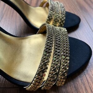 NINE WEST black gold crystal heels size 7